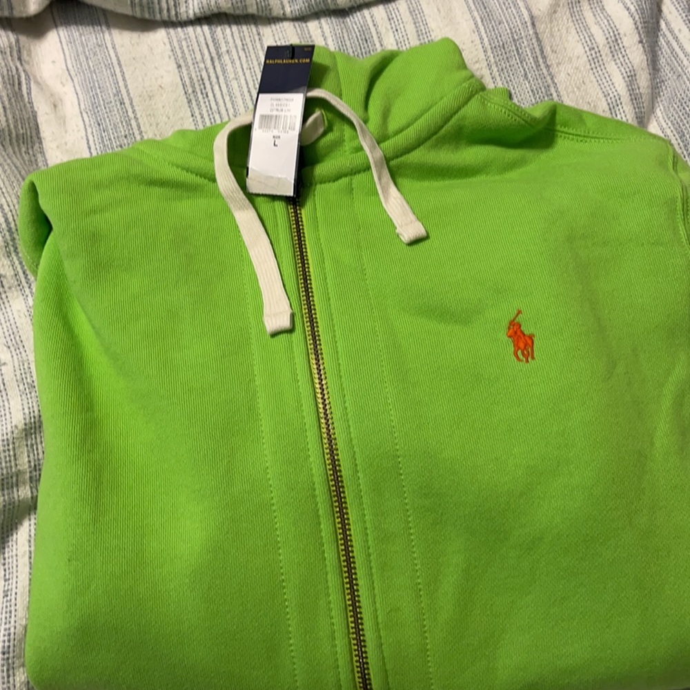Lime green polo zip up hoodie